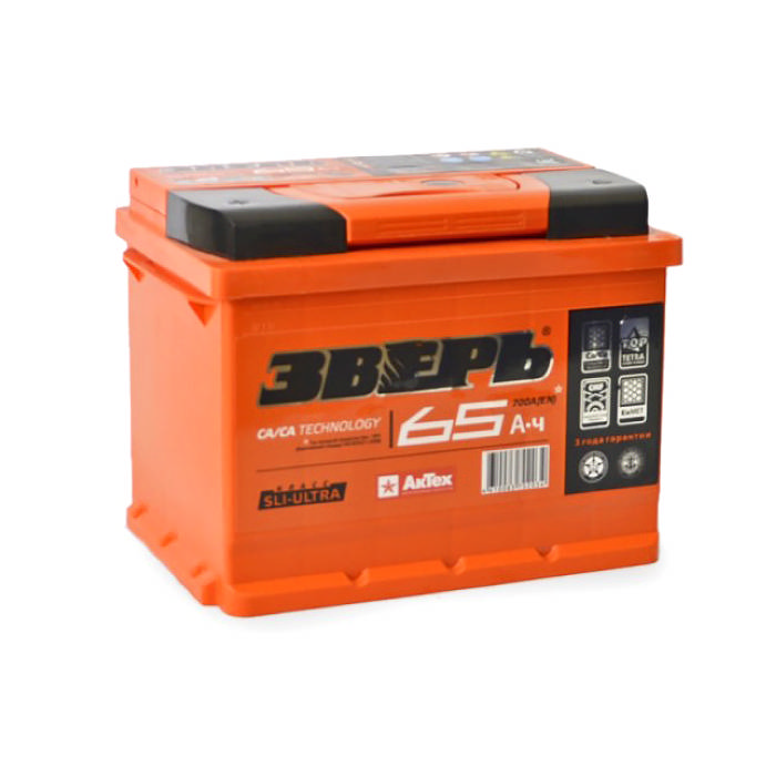 Аккумулятор ЗВЕРЬ 65Ah 640А прям.п Ca/Ca 242x175x190 ZVK653L