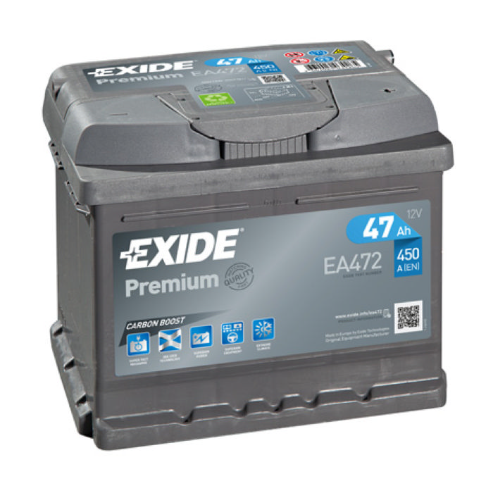 Аккумулятор EXIDE Premium 47Ah 450А обр.п 207x175x175 EA472