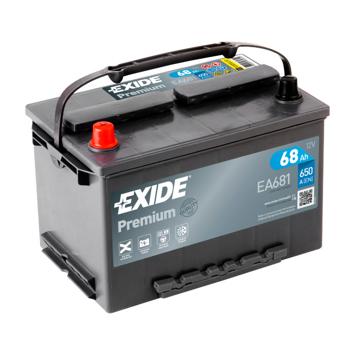 Аккумулятор EXIDE Premium 68Ah 650А прям.п 278x175x190 EA681