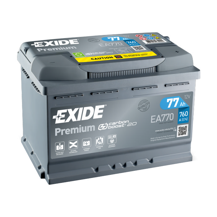 Аккумулятор EXIDE Premium 77Ah 760А обр.п 278x175x190 EA770