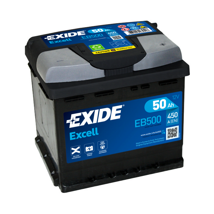 Аккумулятор EXIDE Excell 50Ah 450А обр.п 207x175x190 EB500