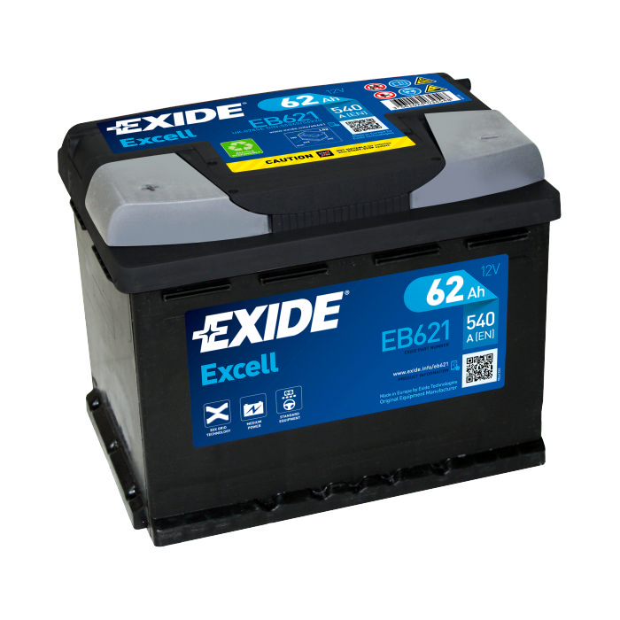 Аккумулятор EXIDE Excell 62Ah 540А прям.п 242x175x190 EB621