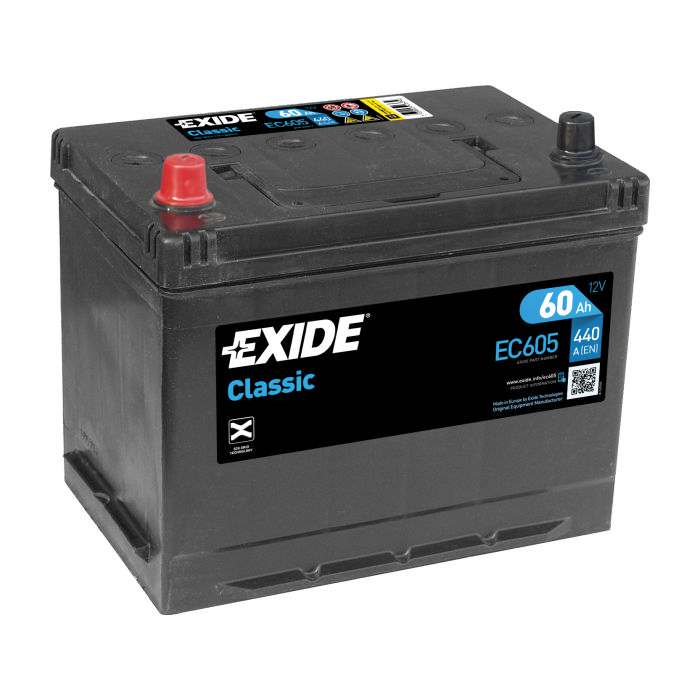 Аккумулятор EXIDE Classic 60Ah 440А прям.п 270x173x222 EC605