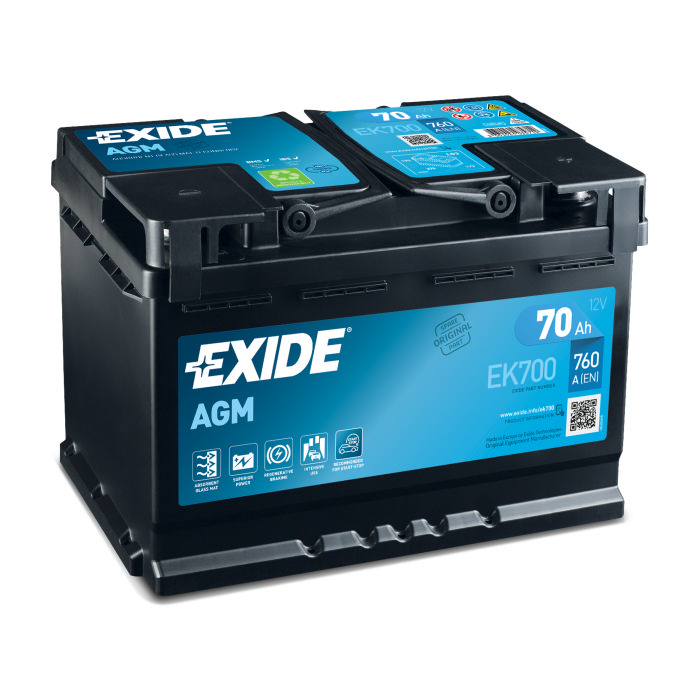 Аккумулятор EXIDE Start-Stop AGM 70Ah 760А обр.п 278x175x190 EK700