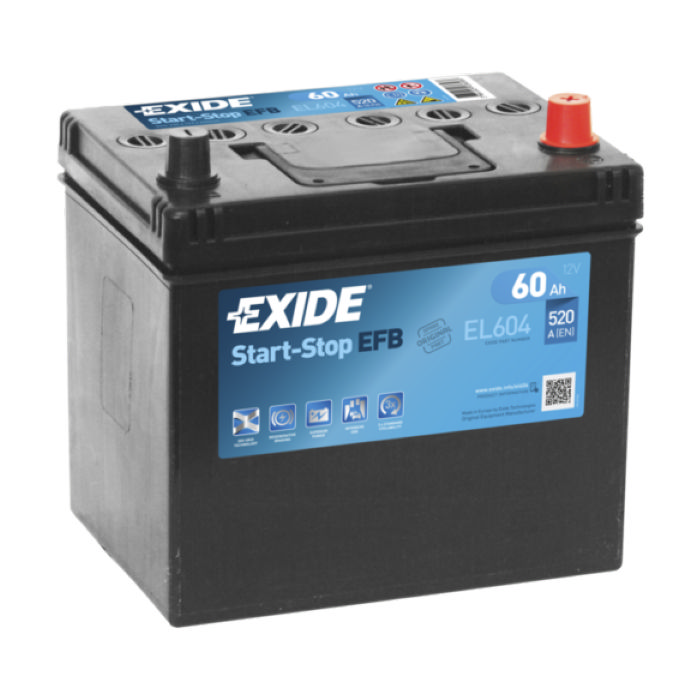Аккумулятор EXIDE Start-Stop AGM 60Ah 520А обр.п 232x173x222 EL604