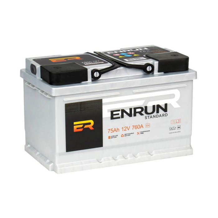 Аккумулятор ENRUN Standard 75Ah 760A обр.п 278х175х190 ES750